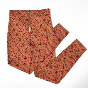 Urban Outfitters Retro Burnt Orange High Waist Zipper Susie Jacquard Pants UK 6